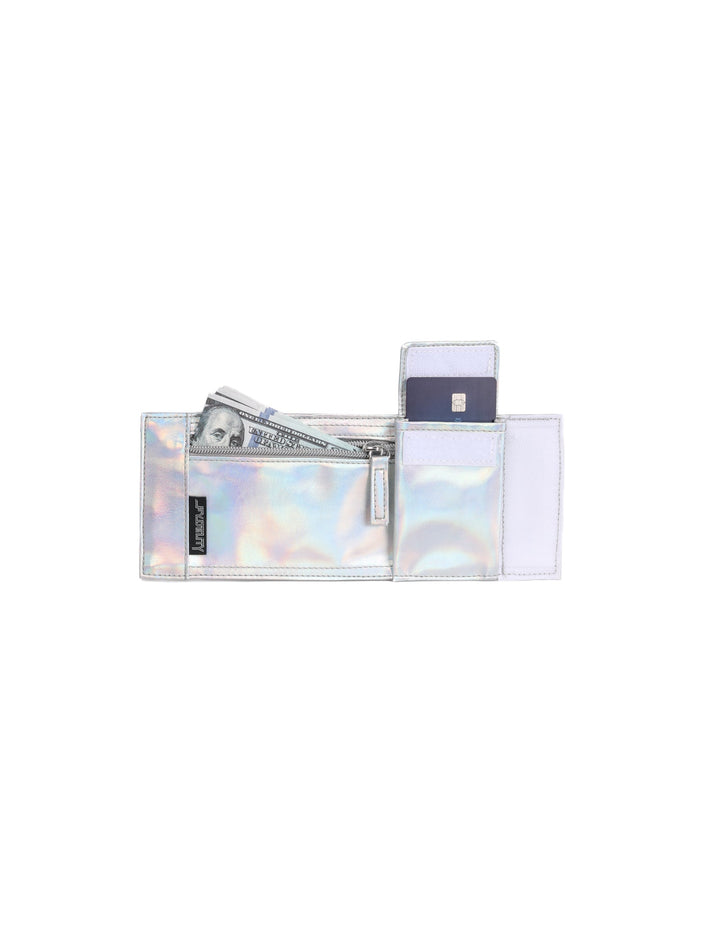 80634: 80's Wrist Wallet Stash | Vegan Leather | Laser Silver