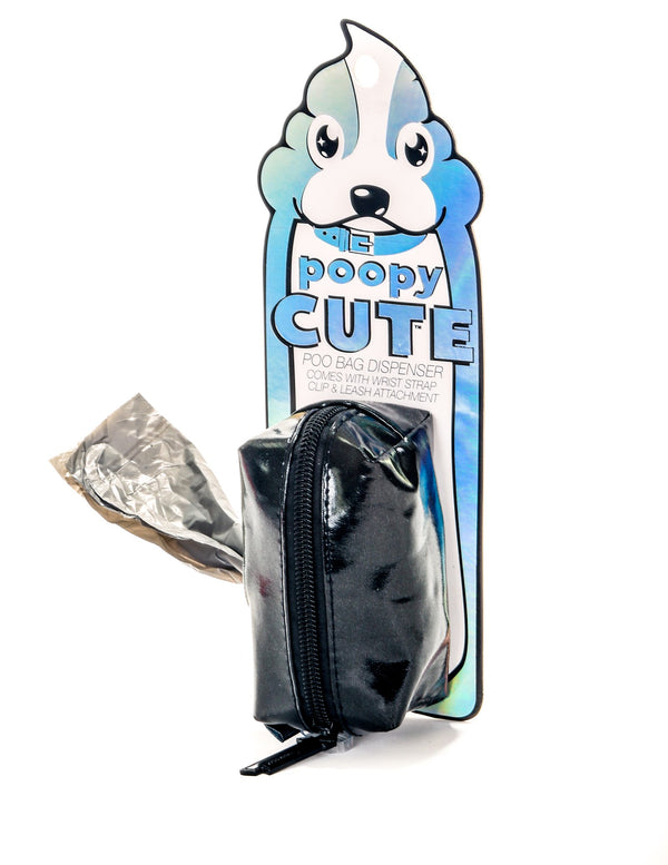 30310: poopyCUTE: Doggy Waste Bag Holder for Fashionable Owner & Dog |METALLIC Black