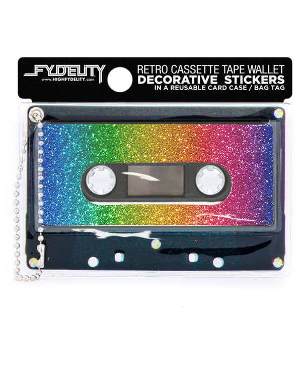 Retro Cassette Tape Wallet |DIY-Fashion Stickers & Bag Tag |DAZZLER Rainbow Glitter