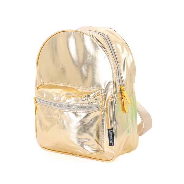 Mini Backpack |Compact Fun Fashion Packs for Rollerskating, Festival, School, Beach |METALLIC Gold