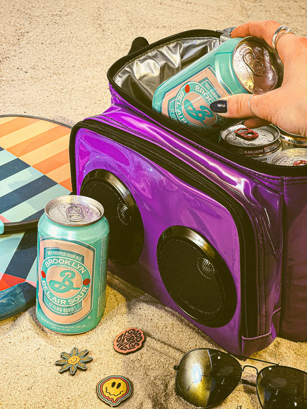 FI-HI Cooler | Bluetooth Speakers | 12-Can |Patent Purple