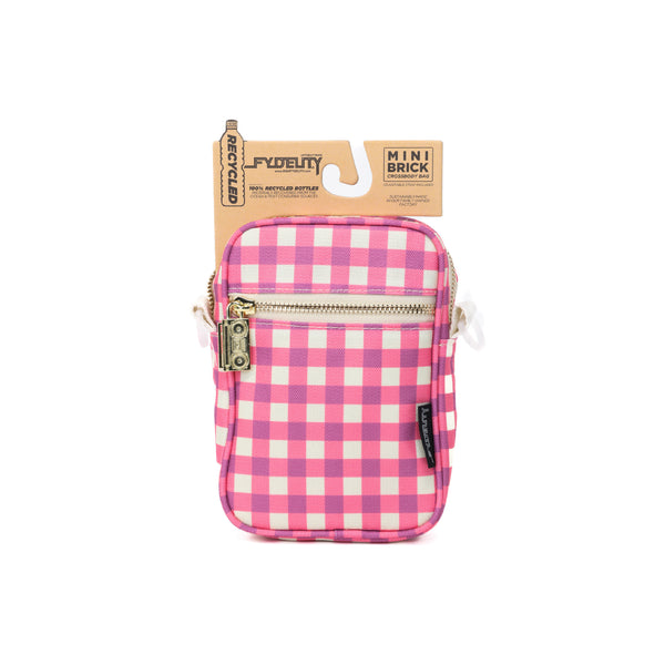 Brick Bag | Mini Crossbody | Recycled RPET | Gingham Pink