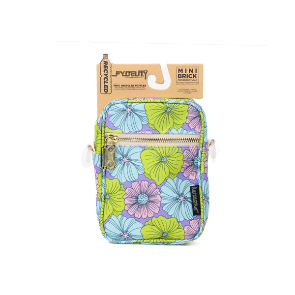 Mini Brick Bag | Crossbody | Recycled RPET | Floral Purple