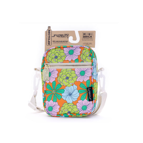 Brick Bag | Mini Crossbody | Recycled RPET | Floral Orange
