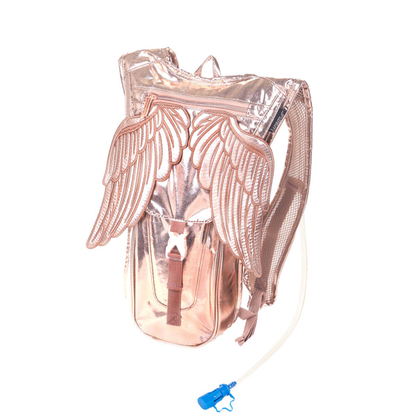 Hydro Pack |Hydration Festival Backpack |ANGEL WINGS Metallic Rose Gold