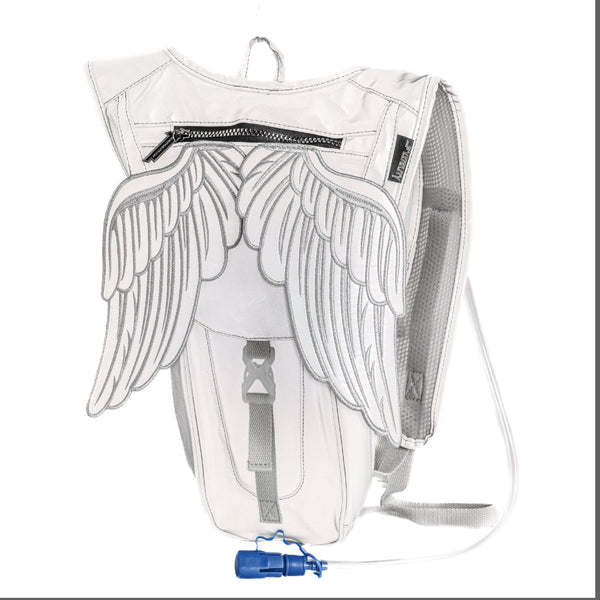 Hydration Backpack | Cute Wings | Reflective Anti-Theft | Silver