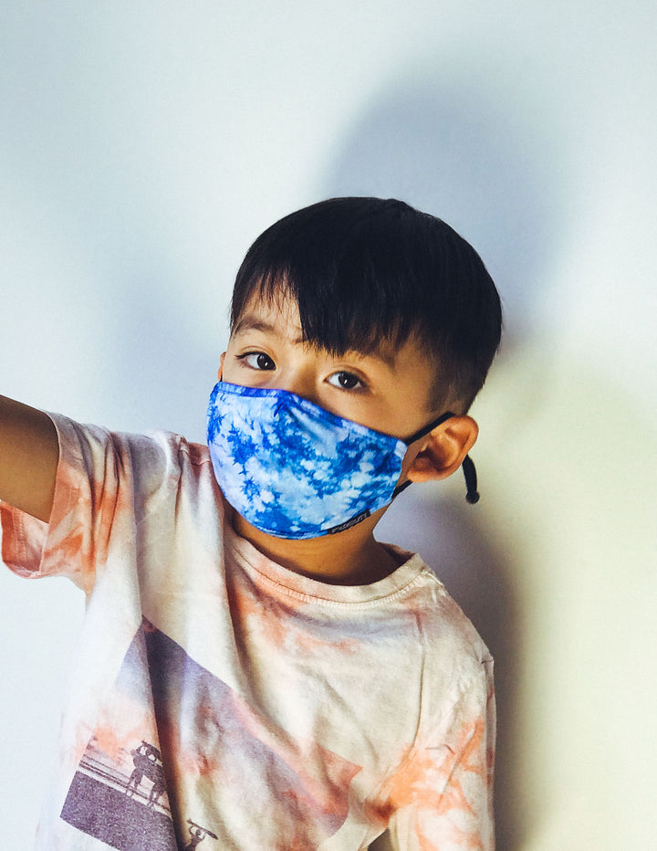 18590: Face Mask (KIDS |CHILD) |Breathable Adjustable Premium Fabric Cover |Tie-Dye  Blue