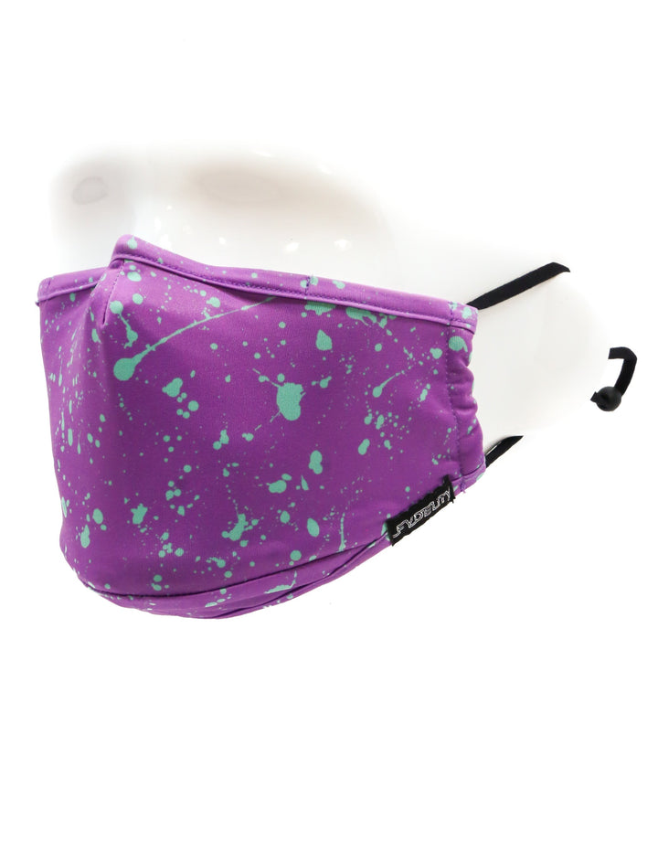 18074: Face Mask |Breathable Adjustable Premium Fabric Cover |Paint Splatter Purple