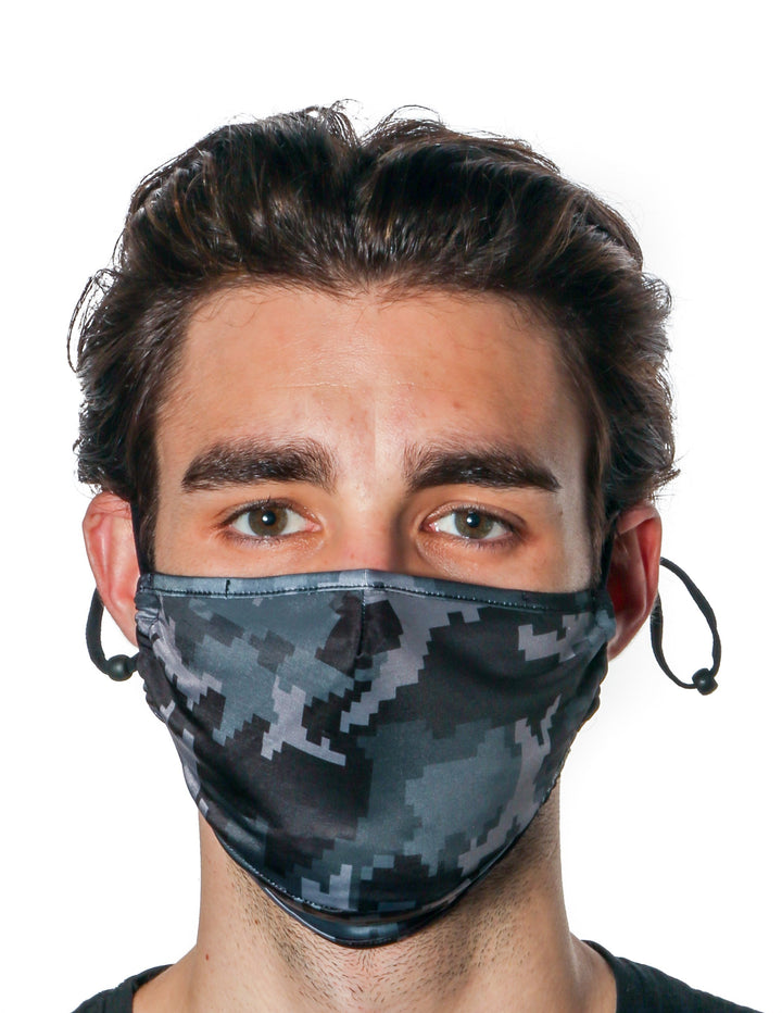 18101: Face Mask |Breathable Adjustable Premium Fabric Cover |Digital Camo Black