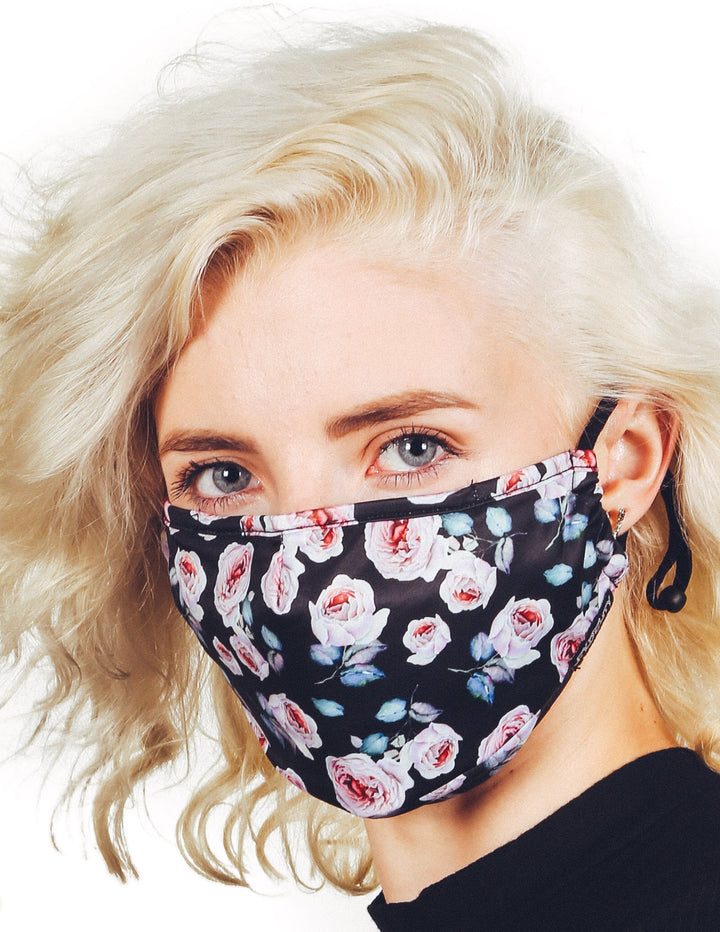 18198: Face Mask |Breathable Adjustable Premium Fabric Cover |Pink Rose