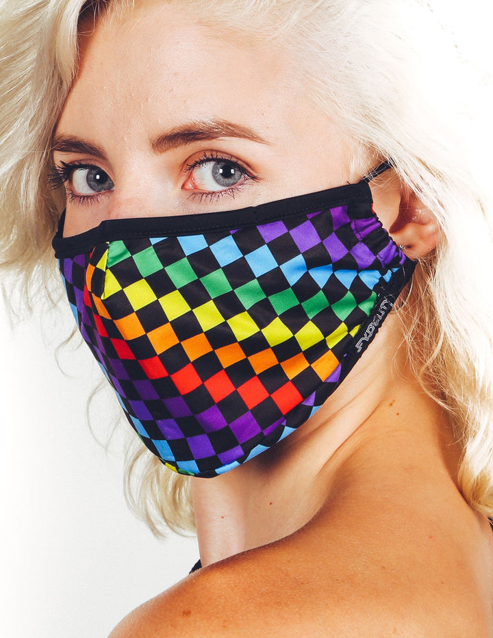 18212: Face Mask |Breathable Adjustable Premium Fabric Cover |INDY RAINBOW BLACK