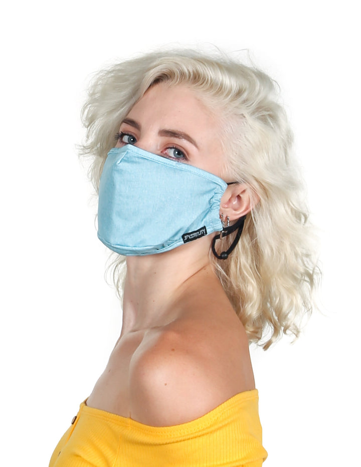 18224: Face Mask |Breathable Adjustable Premium Fabric Cover |FADED DENIM