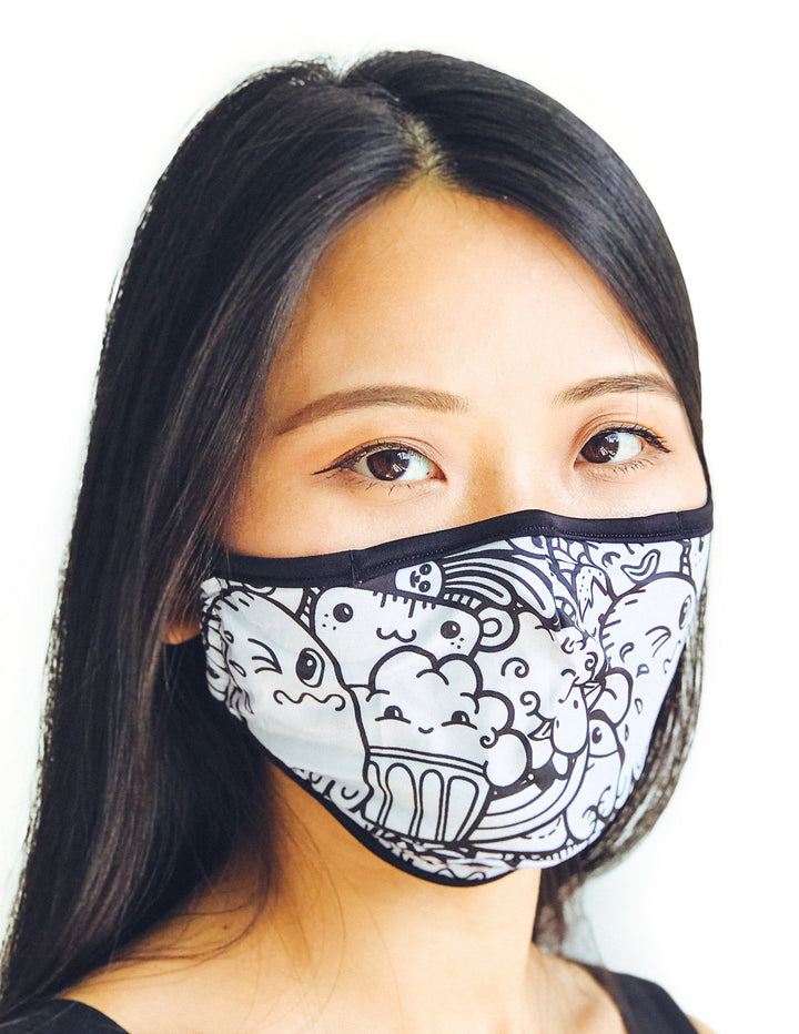 18236: Face Mask |Breathable Adjustable Premium Fabric Cover |TOONTOWN WHITE