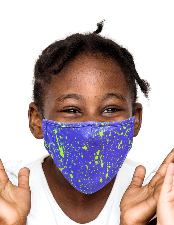 Premium Fabric Face Covering Mask | KIDS | Splatter Purple