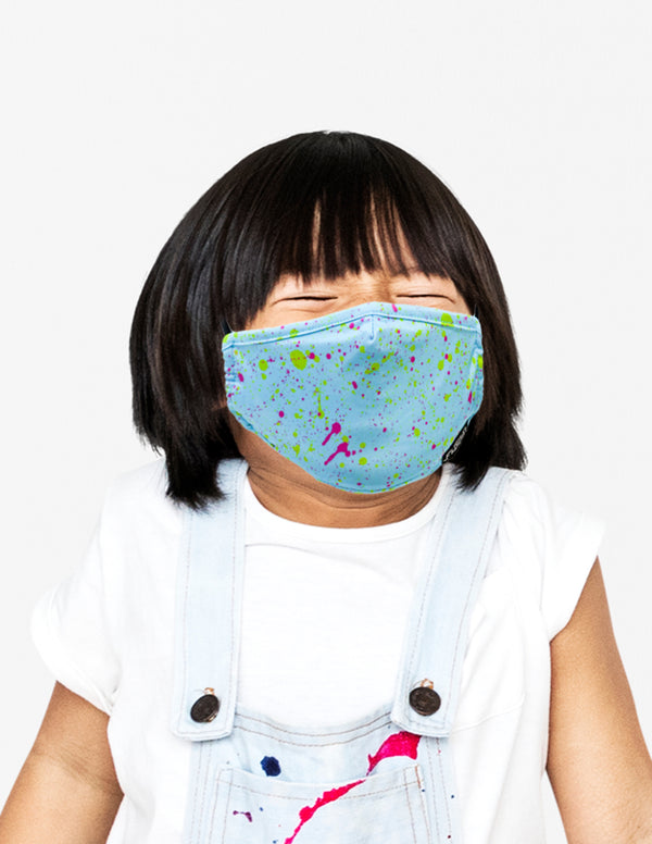 Premium Fabric Face Covering Mask | KIDS | Splatter Blue