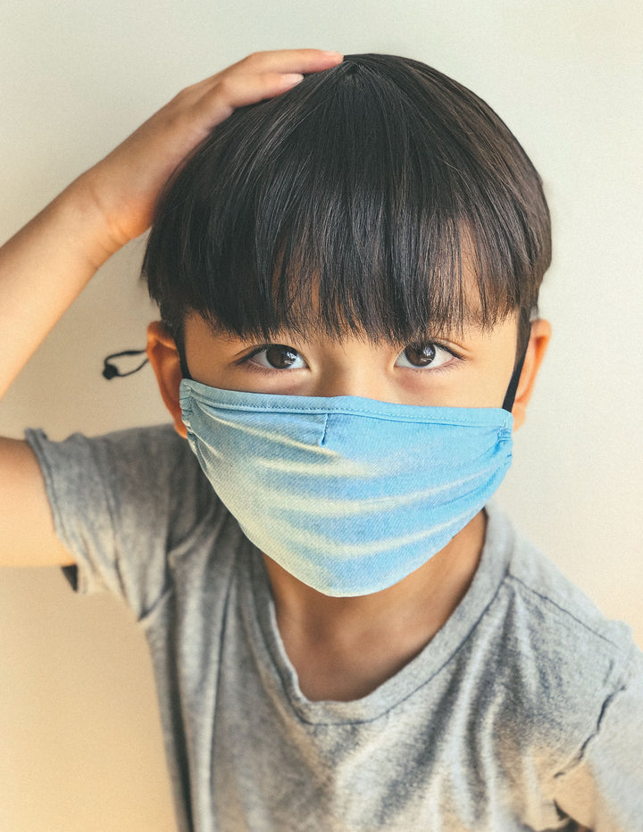 18624: Face Mask (KIDS |CHILD) |Breathable Adjustable Premium Fabric Cover |FADED DENIM