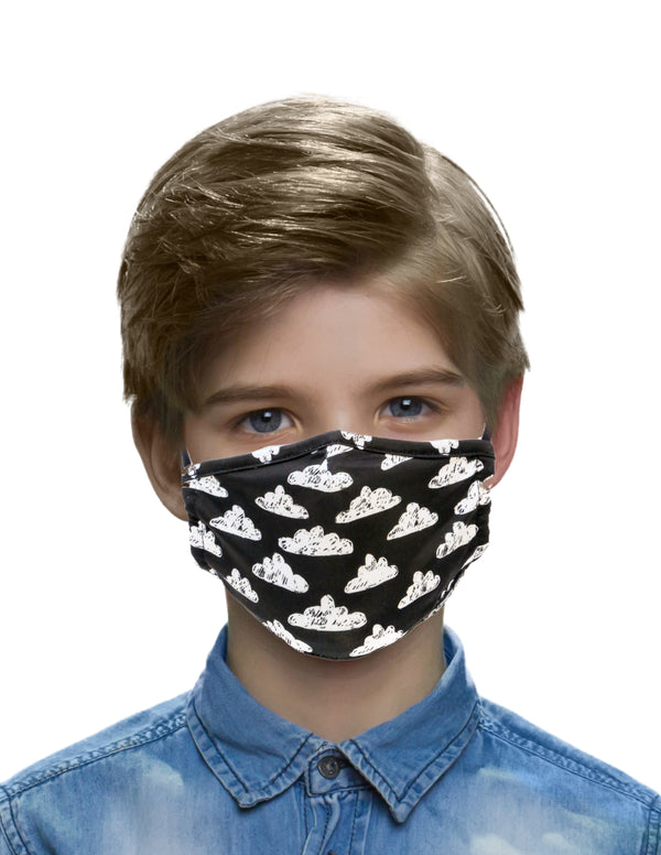 Face Mask (KIDS |CHILD) |Breathable Adjustable Premium Fabric Cover |Black Cloud