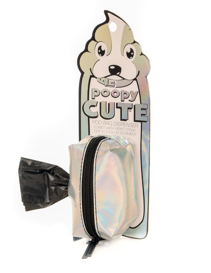 30300: poopyCUTE: Doggy Waste Bag Holder for Fashionable Owner & Dog |METALLIC Moonraker Silver