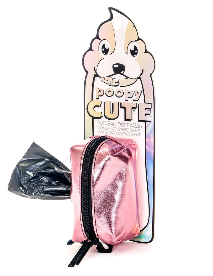 30304: poopyCUTE: Doggy Waste Bag Holder for Fashionable Owner & Dog |METALLIC Pink