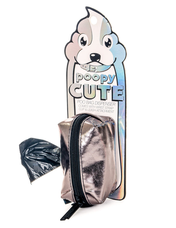 30306: poopyCUTE: Doggy Waste Bag Holder for Fashionable Owner & Dog |METALLIC Pewter