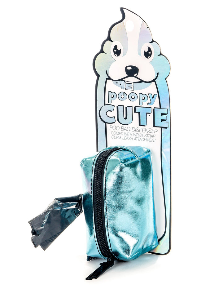30307: poopyCUTE: Doggy Waste Bag Holder for Fashionable Owner & Dog |METALLIC Blue