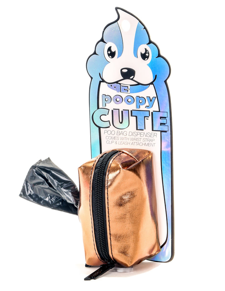 30308: poopyCUTE: Doggy Waste Bag Holder for Fashionable Owner & Dog |METALLIC Bronze