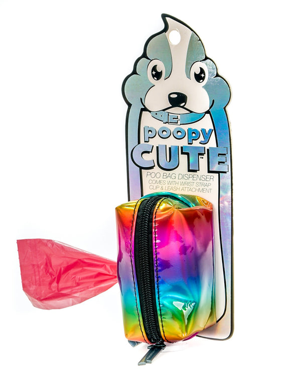 30309: poopyCUTE: Doggy Waste Bag Holder for Fashionable Owner & Dog |METALLIC Rainbow