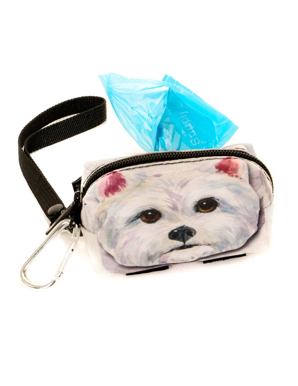 30359: poopyCUTE: Doggy Waste Bag Holder for Fashionable Owner & Dog |DOGGIE West Highland White Terrier