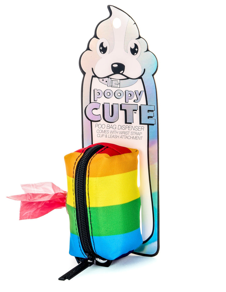 30377: poopyCUTE: Doggy Waste Bag Holder for Fashionable Owner & Dog |PRIDE Rainbow Stripe