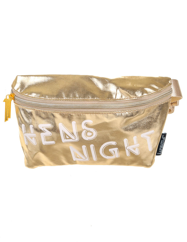 60014: Fanny Pack |Ultra-Slim Skinny Low-Profile Belt Bum Bag |HENS NIGHT Metallic Gold