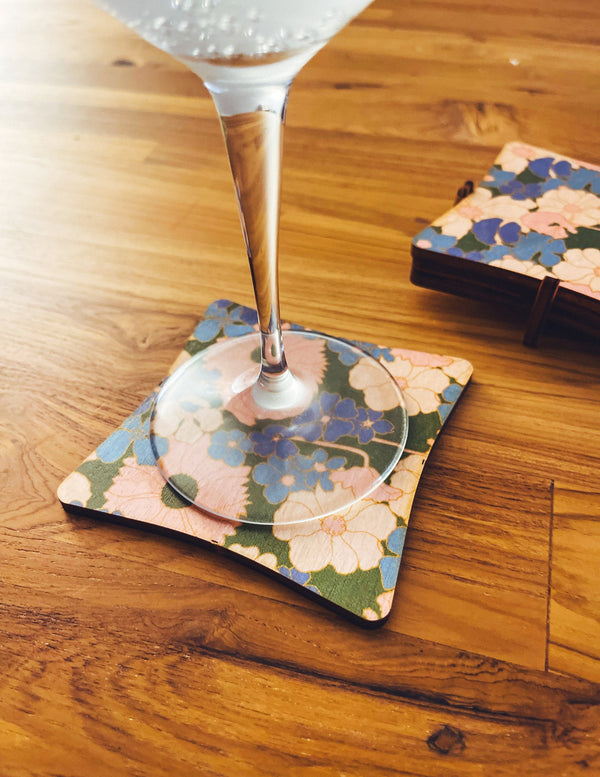 Coasters | woo_D  | Pink Blue Floral