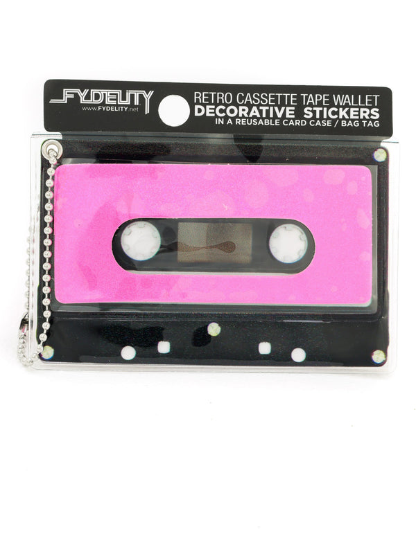 70231: Retro Cassette Tape Wallet |"Make A Mixed Tape" |DIY-Fashion Stickers & Bag Tag |LASER Pink