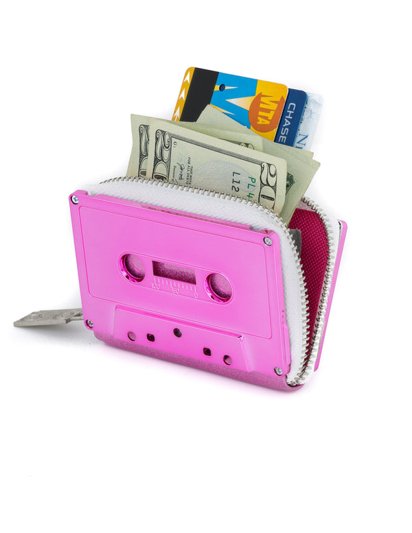 Retro Cassette Tape Wallet |BLANK | Fuscia Chrome