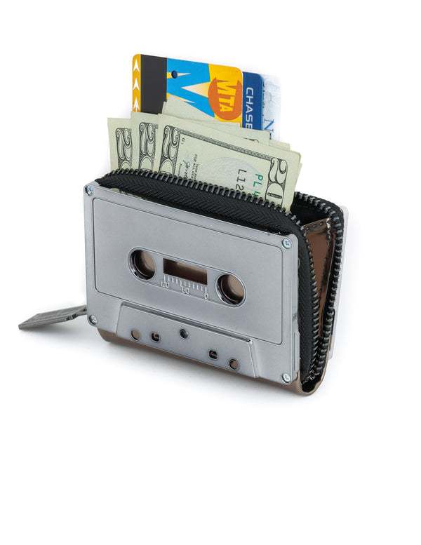 Retro Cassette Tape Wallet |BLANK | Pewter Chrome