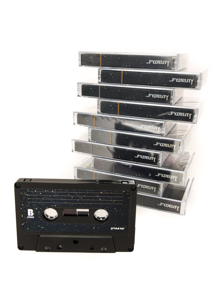 70323: Audio Cassette Tapes |Blank for Recording C-60 Minute |10pcs Brick |Black Gold Glitter