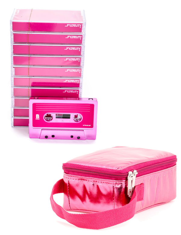 Audio Cassette Tapes | Blank for Recording C-60 Minute | 10pcs Brick & Carry Case | Pink Chrome
