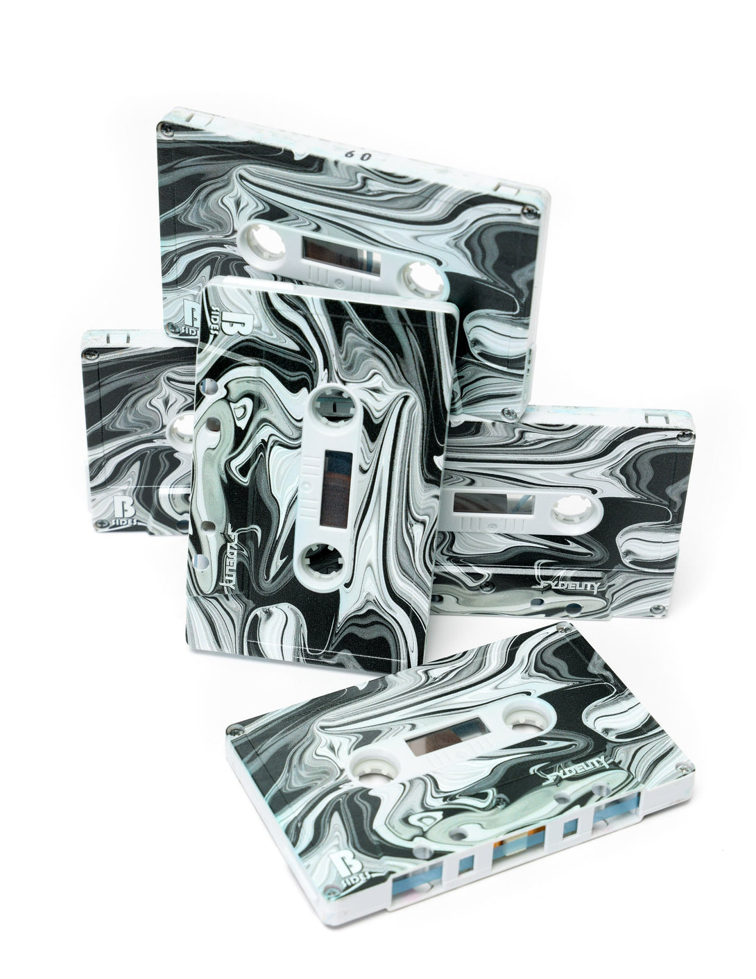 70345: Audio Cassette Tapes |Blank for Recording C-60 Minute |5pcs Brick |Black Swirl