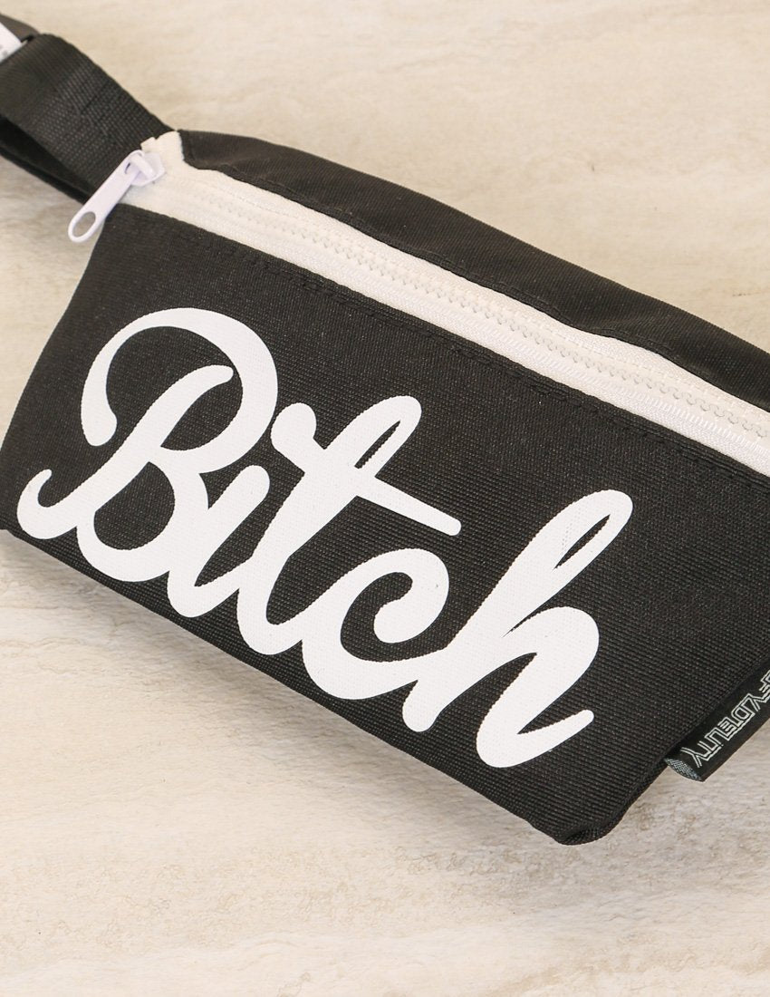83002: Fanny Pack |Ultra-Slim Skinny Low-Profile Belt Bum Bag |WERDS Bitch Black & White
