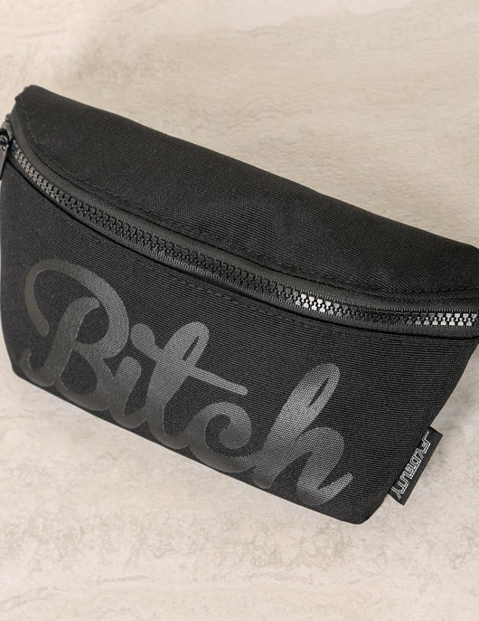 83024: Fanny Pack |Ultra-Slim Skinny Low-Profile Belt Bum Bag |WERDS Bitch Black & Black