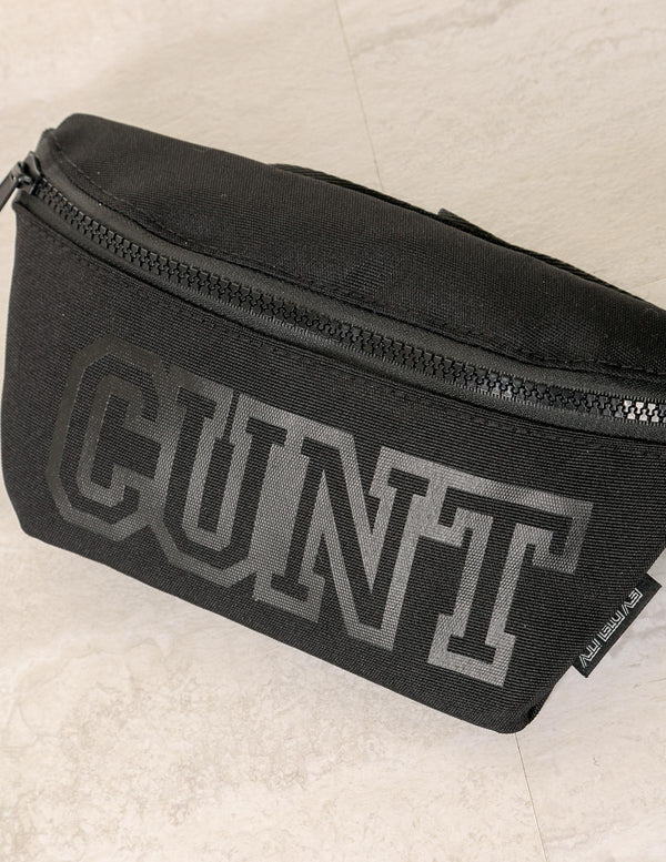 83025: Fanny Pack |Ultra-Slim Skinny Low-Profile Belt Bum Bag |WERDS Cunt Black & Black