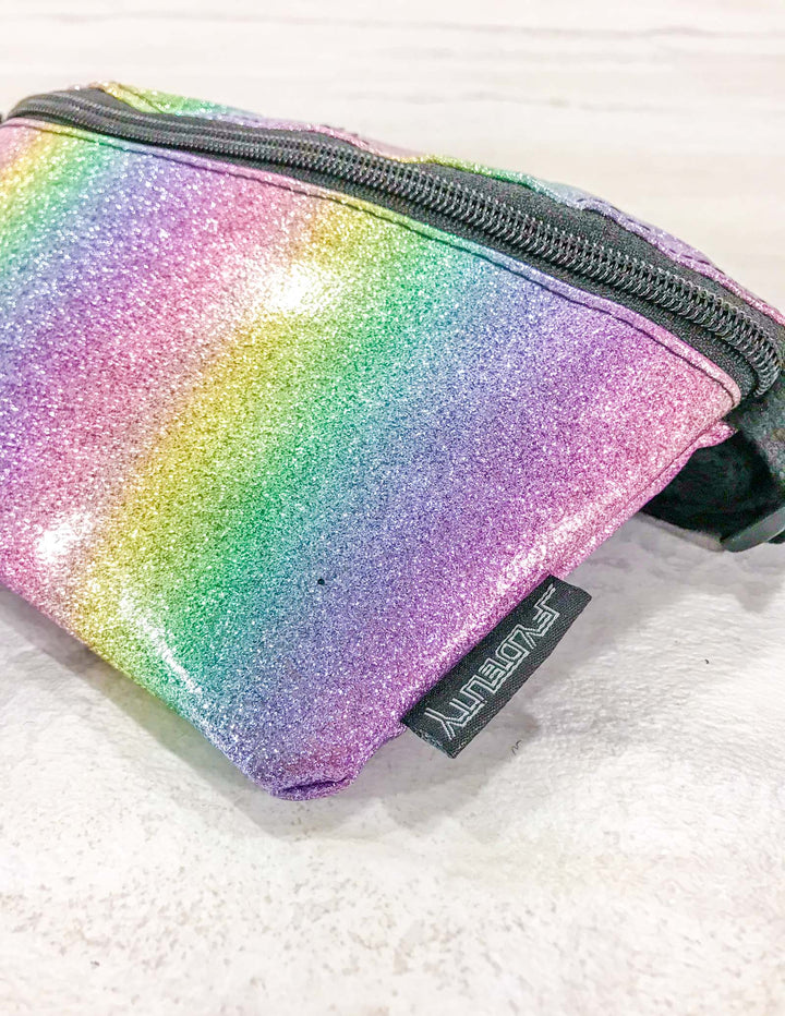 83132: Fanny Pack |Ultra-Slim Skinny Low-Profile Belt Bum Bag |DAZZLER Rainbow Glitter
