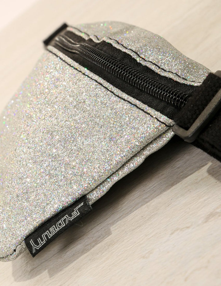 83137: Fanny Pack |Ultra-Slim Skinny Low-Profile Belt Bum Bag |DAZZLER Silver Glitter