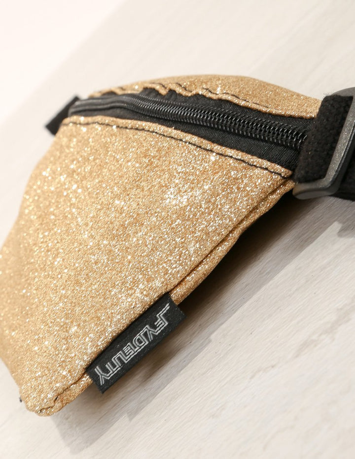 83139: Fanny Pack |Ultra-Slim Skinny Low-Profile Belt Bum Bag |DAZZLER Gold Glitter
