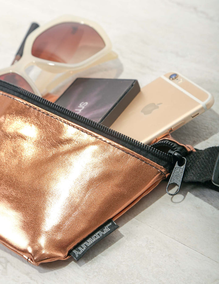 83208: Fanny Pack |Ultra-Slim Skinny Low-Profile Belt Bum Bag |METALLIC Bronze