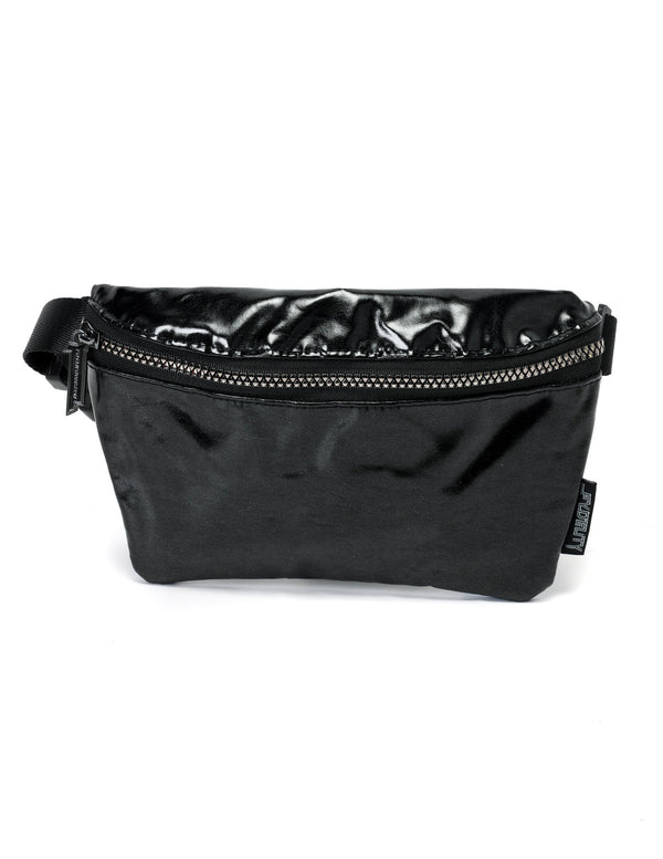 83211: Fanny Pack |Ultra-Slim Skinny Low-Profile Belt Bum Bag |METALLIC LUX Black