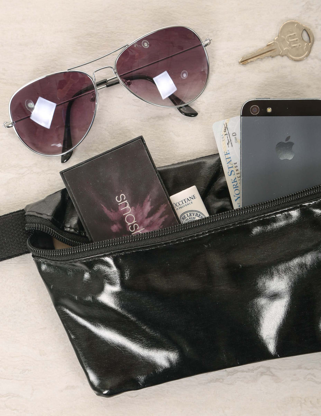 83211: Fanny Pack |Ultra-Slim Skinny Low-Profile Belt Bum Bag |METALLIC Black