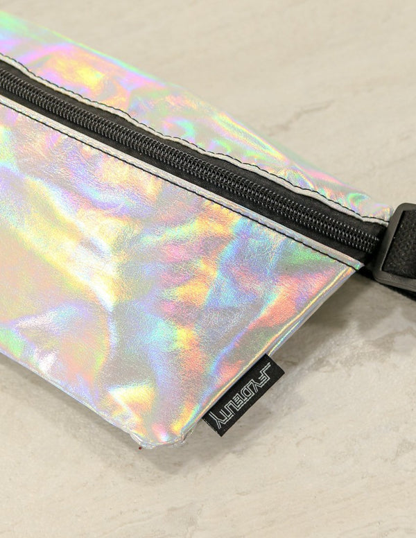 83221: Fanny Pack |Ultra-Slim Skinny Low-Profile Belt Bum Bag |METALLIC Silver LASER