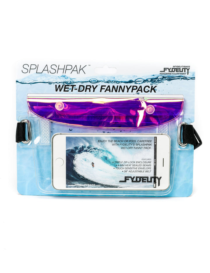 83303: SplashPak WET/DRY Fanny Pack |Clear Transparent Sports/Beach/Pool Tech Protection Belt Bag |- Plasma Pink