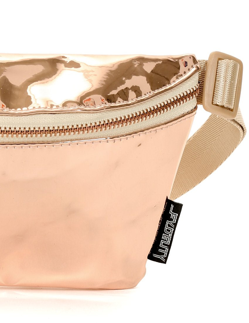 83812: FYDELITY- Ultra-Slim Fanny Pack: LUX MIRROR Rose Gold