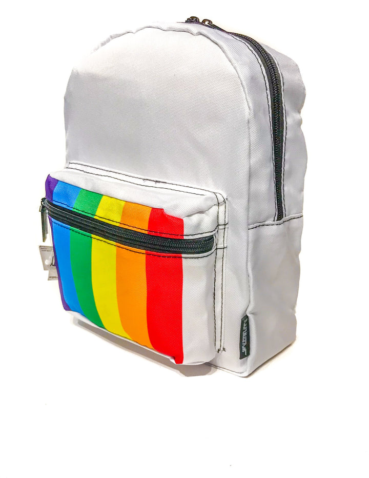 86057: Mini Backpack |Compact Fun Fashion Packs for Rollerskating, Festival, School, Beach |PRIDE Rainbow Stripe